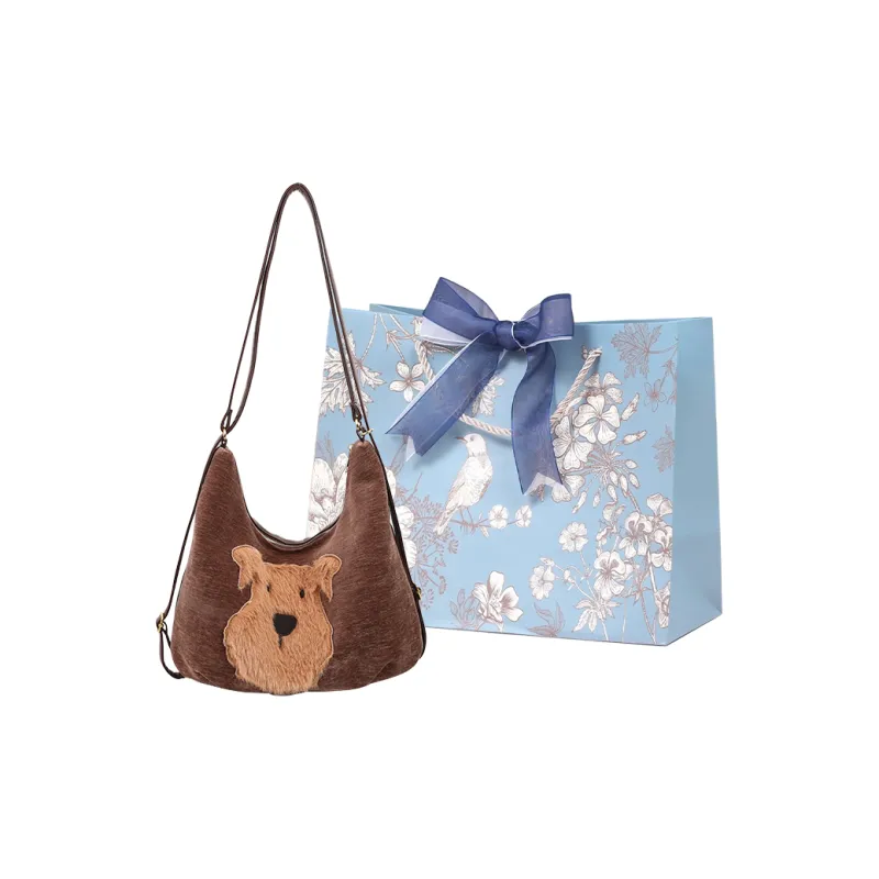 REDOO Velour Backpack Shoulder Bag Women's Cat Style Coffee/Dog Style Coffee-4