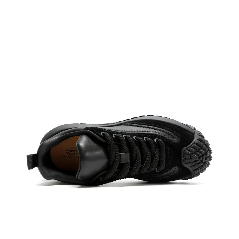Kemaron Wear Resistant Slip Resistant Low Top Chunky Sneakers Men's Black-4