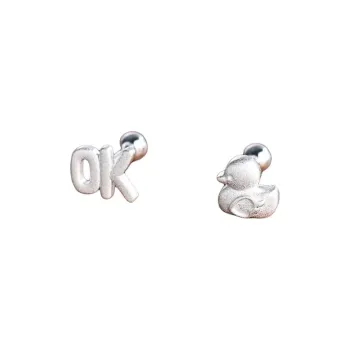 Happy Tide S999 Fine Silver Stud Earrings Women's Silver