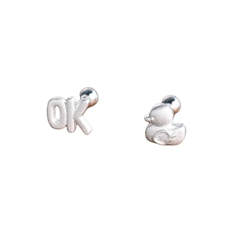 Happy Tide S999 Fine Silver Stud Earrings Women's Silver-0