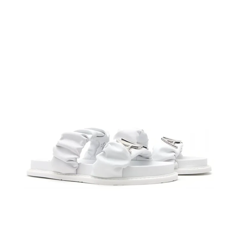 ARMANI EXCHANGE Ruched-detailed Logo-plaque Slides-2