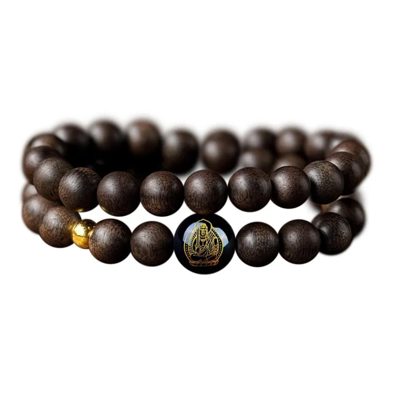 FANGYUANXIAOFU Fragrance Enhancer, Agarwood Single Wrap Beaded Bracelet, Double Loop Prayer Bead Bracelet Unisex-37