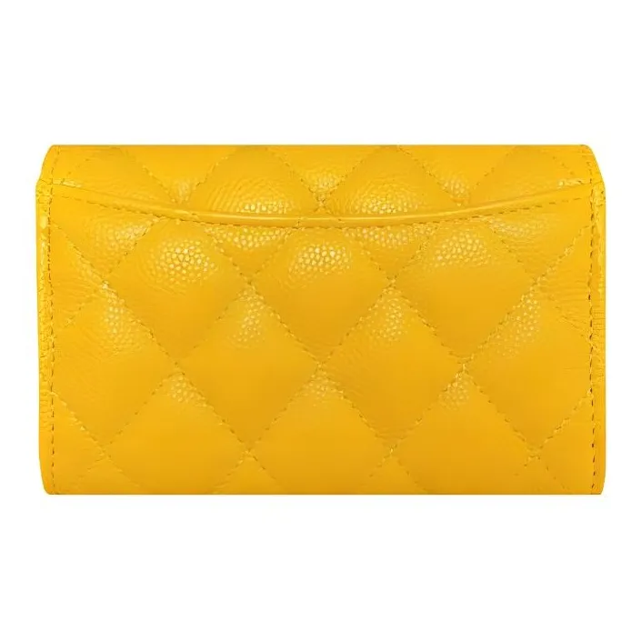 CHANEL Calfskin Card Holder Women's Yellow-1