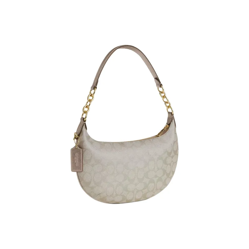 COACH Payton Coated Canvas Hobo Bag, Handbag, Shoulder Bag Tubas Women's Champagne-1