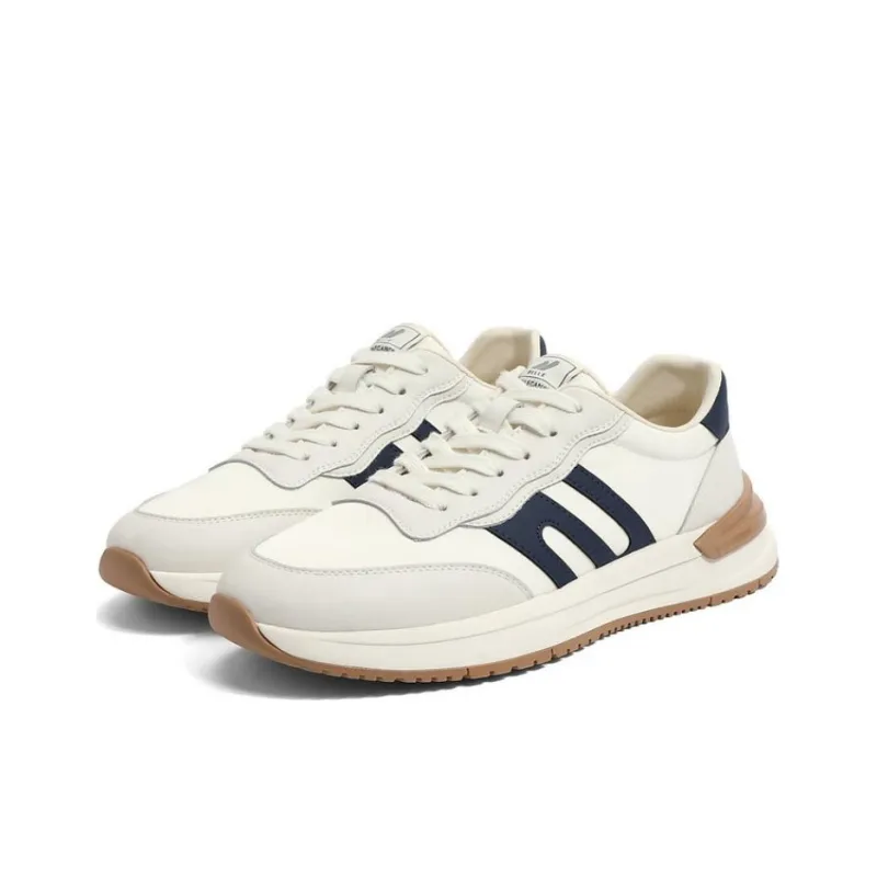 BELLE Slip Resistant Abrasion Resistant Shock Absorbers Low Top Casual Shoes Men's Beige Blue-1