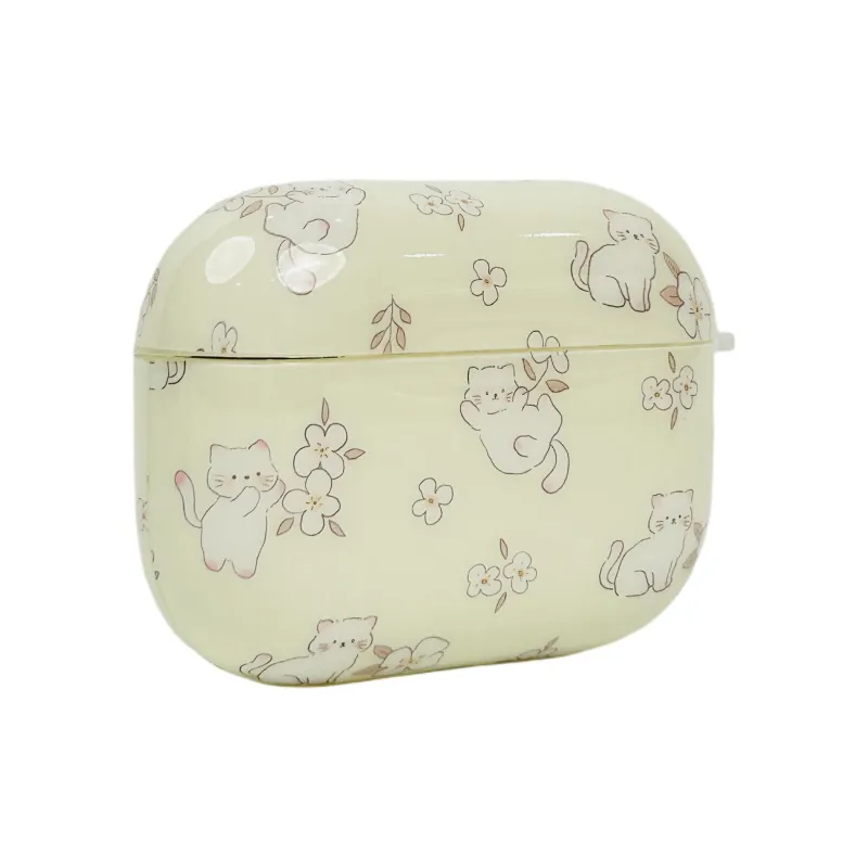 Sopi Compatibility With Apple AirPods 4/2/3/4th Generation/AirPods Pro/Pro 2 TPU Floral Cat Pendant Headphone Cases-5