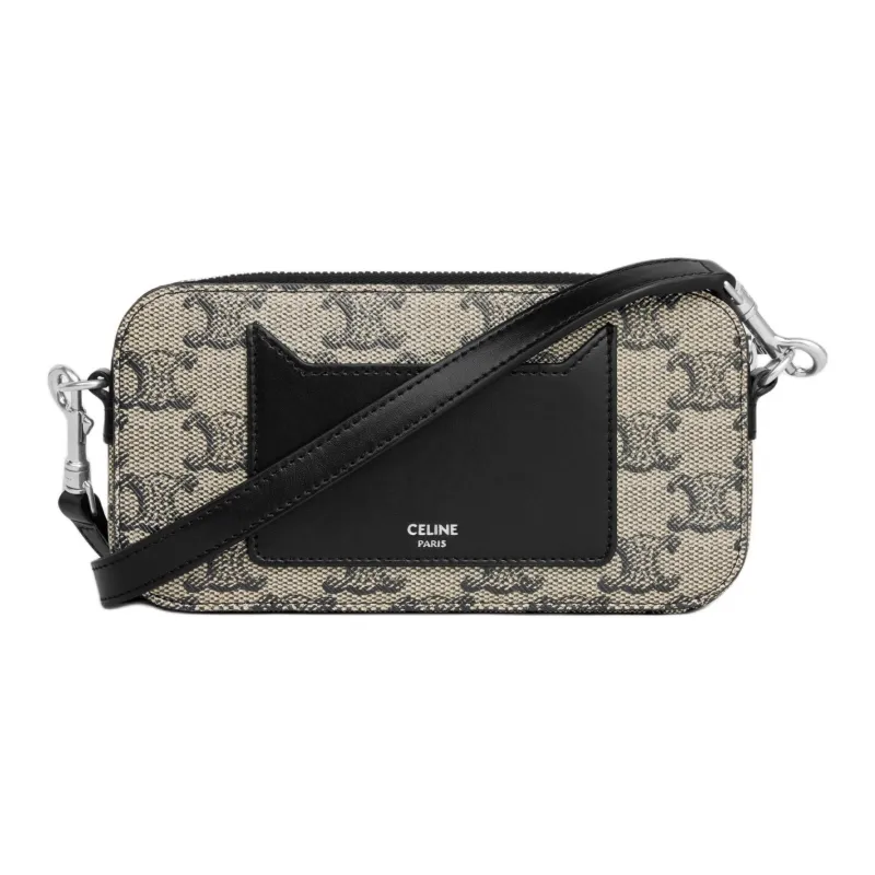 CELINE Triomphe Canvas One Shoulder Crossbody Clutches Unisex Light Brown-2