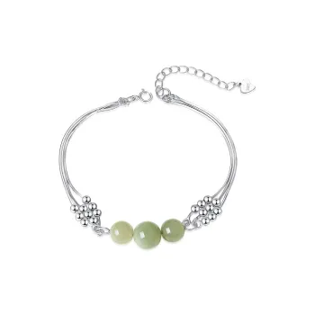 Gramda Hetian Jade Bracelets Pale Greenish White Jade Women's