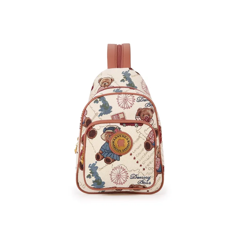 DANNYBEARJEANS Fabric Backpack Regular Unisex Gentleman Bear White/Rose Pink-5
