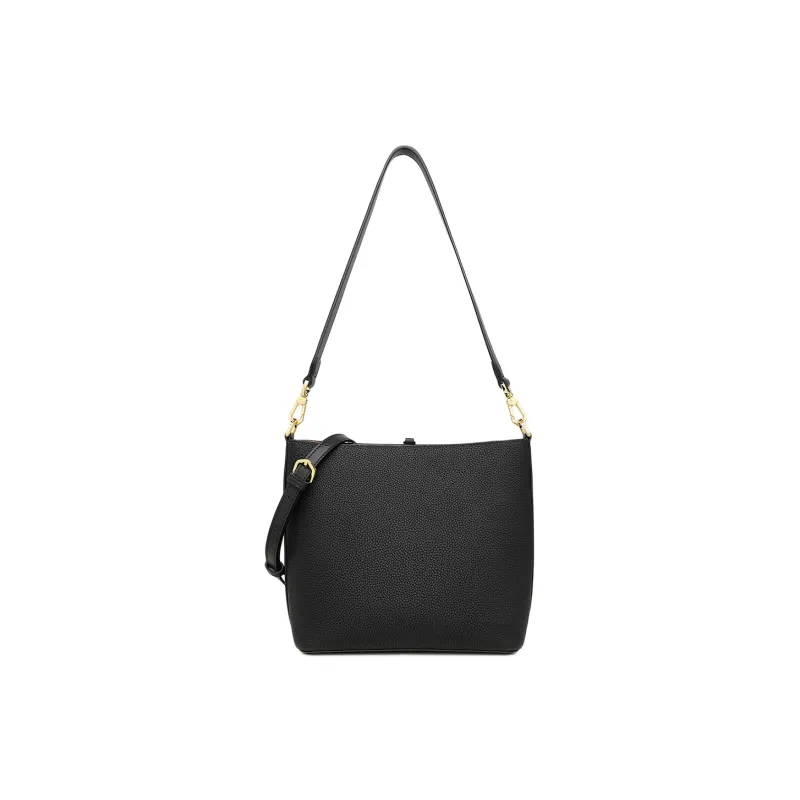 PIERRE CARDIN Top Grain Cow Leather Shoulder Bag Regular Women's Black/Beige-6