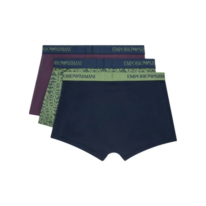 EMPORIO ARMANI FW24 Underpants Men's 3 Pack Navy Blue+Green+Purple-1