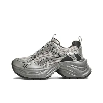 BASTO Chunky Sneakers Women's Low Top Gunmetal Silver/Black