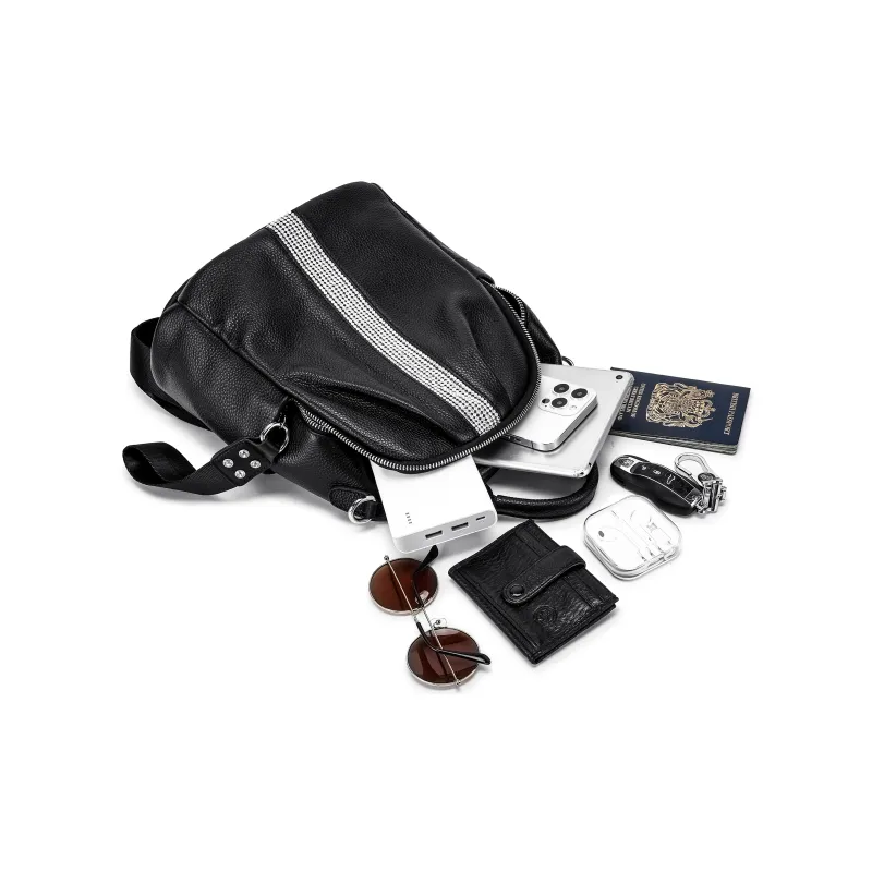 Ace Paul Top Grain Cow Leather One Shoulder Backpack Regular Women's Black-6