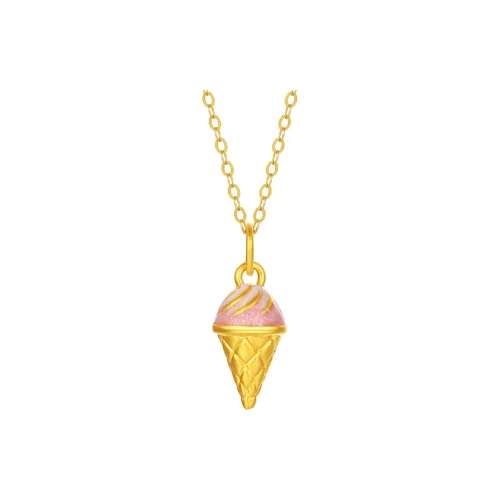 ZHOU LIU FU 5D Hard Gold Ice Cream Enamel Solid Gold Fixed Price Gold Pendant Women's