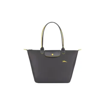 LONGCHAMP Le Pliage Club Cow Leather Handbag Shoulder Bag Women's Metal Gray