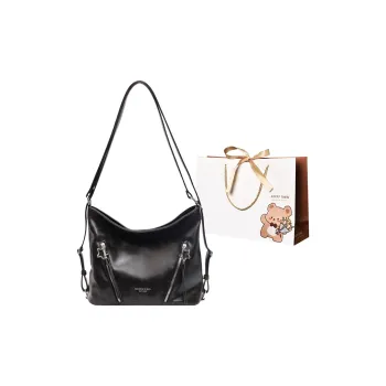 ERANGBEAR PU Double Shoulder Handbag Shoulder Bag Women's Black Ecru Brown Coffee