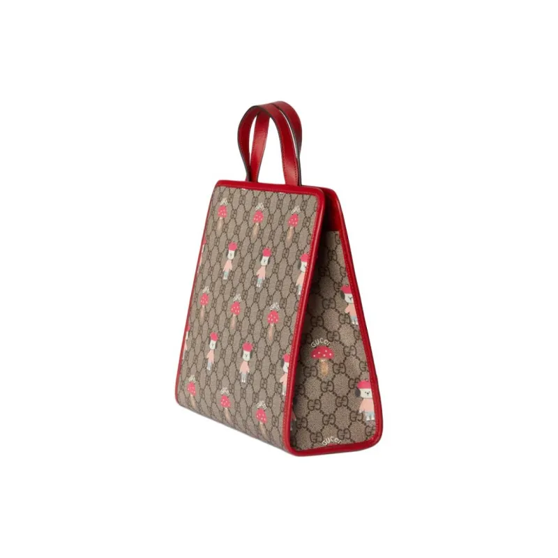 GUCCI Supreme Canvas Tote Bag, Shopping Bag, Handbag Kids' Beige & Dark Brown-1