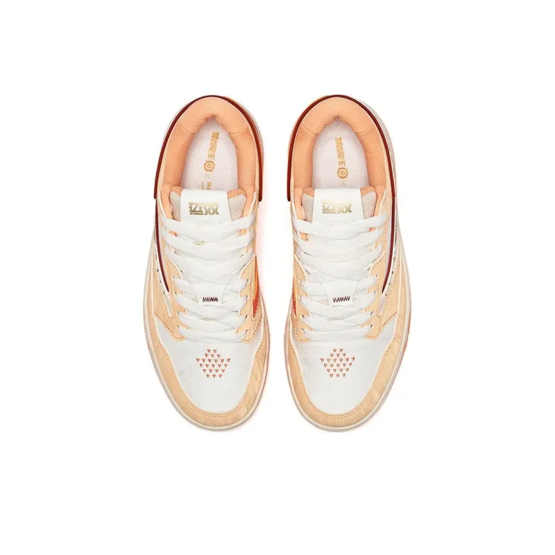 Erke No. 3 Single Anti Slip Wear Resistant Low Top Skateboard Shoes Women's Microcrystal White Cinnamon Orange-2