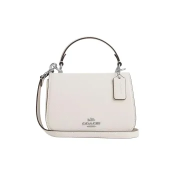 COACH Cross Grain Leather Shoulder Bag, Crossbody Bag, Handbag Small Size Women's Chalk White