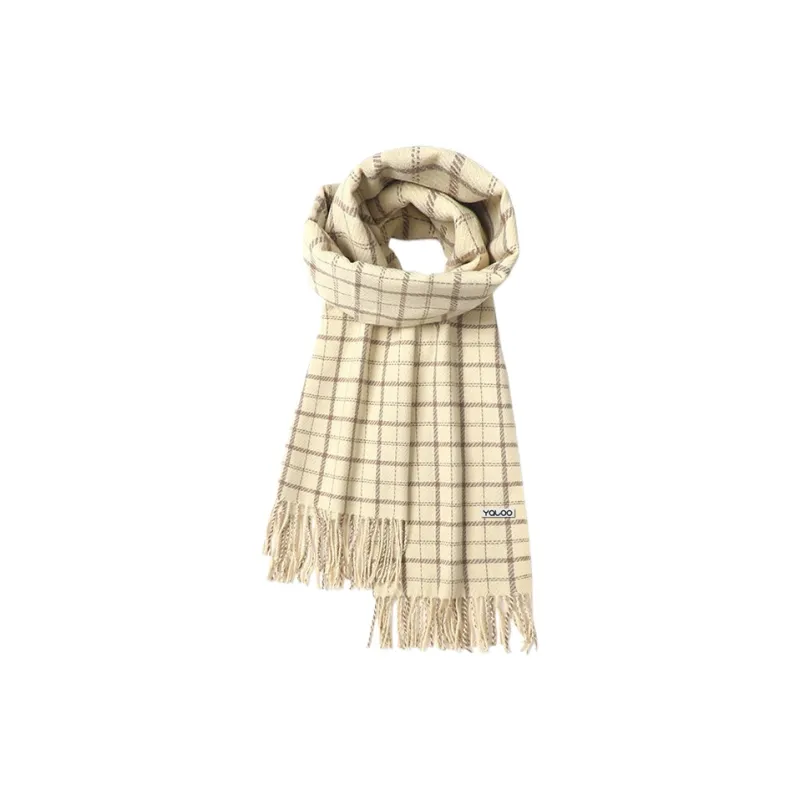 Yalu Polyester Knit Scarves Unisex Black/Ecru/Light Pink/Dark Gray-1