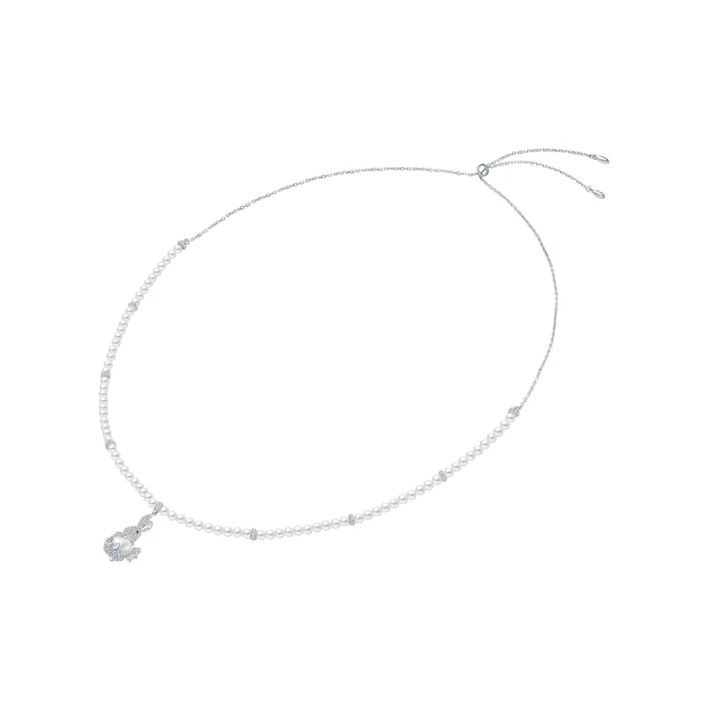 BABYBEI 925 Sterling Silver Pearl Chinese Zodiac Cute And Delicate Creative Niche Design Collarbone Chain Women's-1