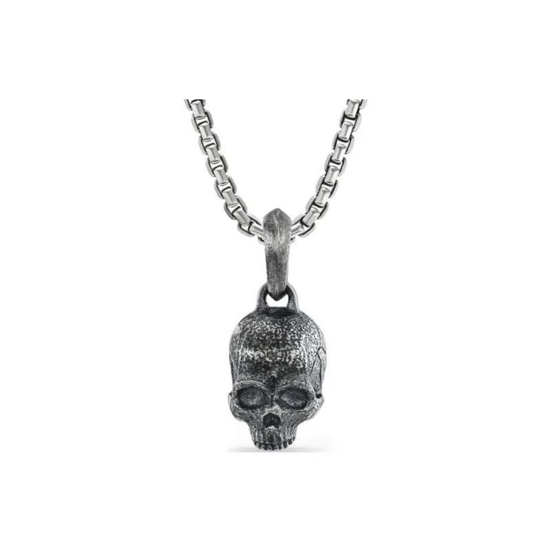 David Yurman Sterling Silver Memento Mori Skull Amulet 16mm-2