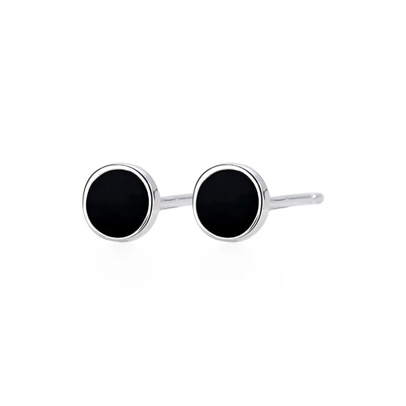 NATURALLYJOJO S999 Fine Silver Stud Earrings Women's Black-0