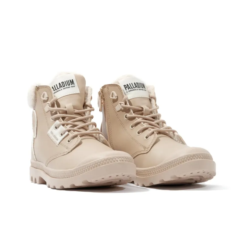 Palladium Abrasion Resistant Shock Absorbers Short Snow Boots Women's Beige-2