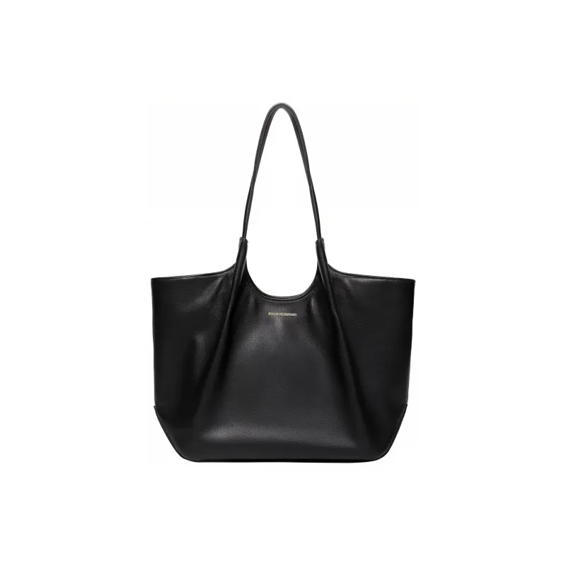 ROSA HERMOSO Grained Cow Leather Basket Bag Tote Bucket Bag One Shoulder Handbag Regular Women's Black-1