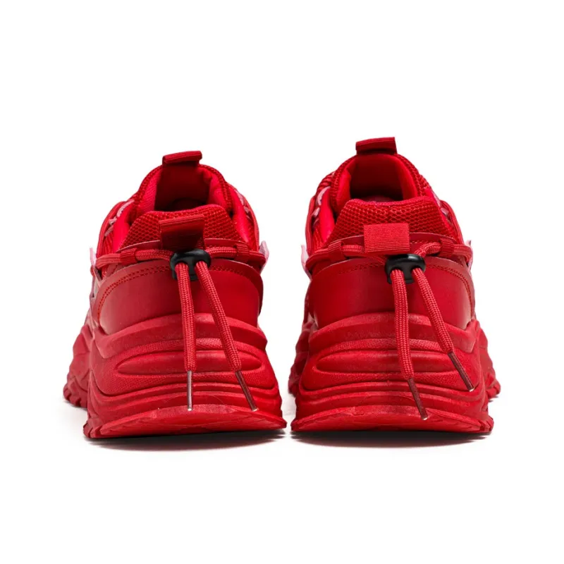 Warrior Coverage Abrasion Resistant Lightweight Breathable Slip Resistant Low Top Chunky Sneakers Men's Red-4