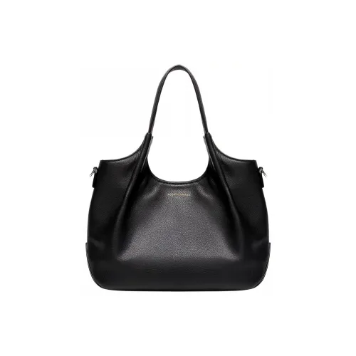 ROSA HERMOSO Grained Cow Leather Basket Bag Tote Bucket Bag One Shoulder Handbag Regular Women's Black