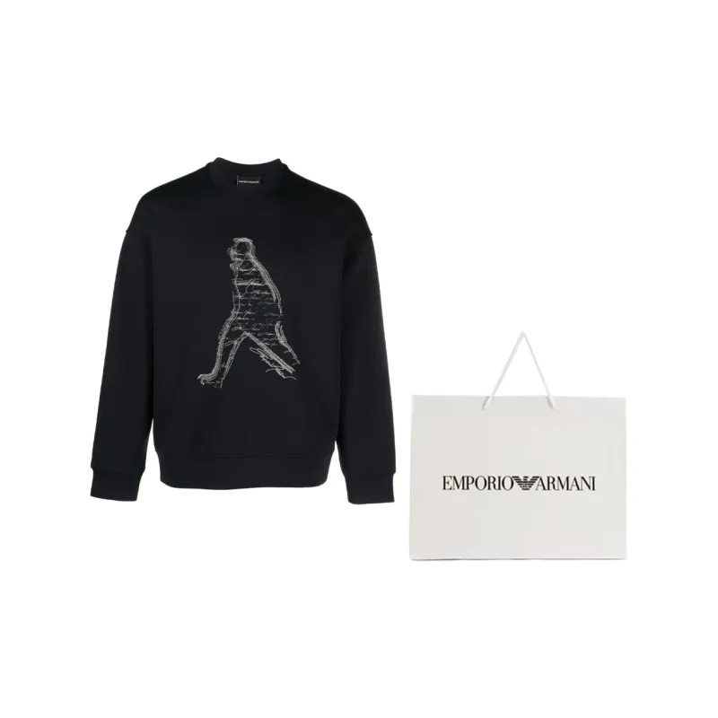 EMPORIO ARMANI Silhouette Printed Crew Neck Sweatshirt-2