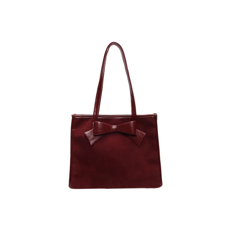 Yalu Leather Velvet Handbag, Shoulder Bag Regular Women's Burgundy/Coffee/Brown-10