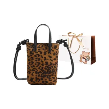 ERANGBEAR PU Crossbody Handbags Women's Leopard Print Coffee Brown