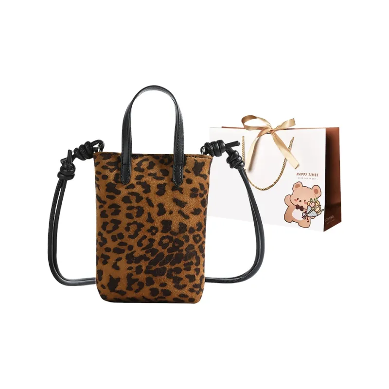 ERANGBEAR PU Crossbody Handbags Women's Leopard Print Coffee Brown-0