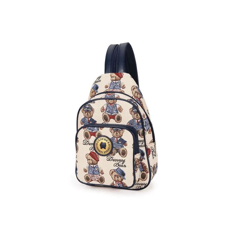 DANNYBEARJEANS Fabric Backpack Regular Unisex Gentleman Bear White/Rose Pink-2