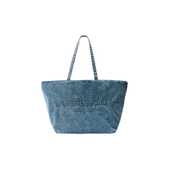 Alexander Wang Logo Embossed Large Denim Tote Bag