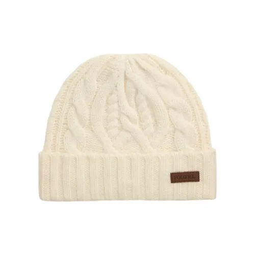 Polo Ralph Lauren Wool Cashmere Leather Beanies Men's Beige
