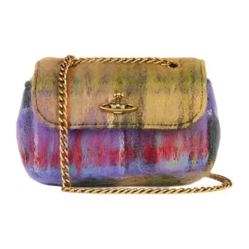 Vivienne Westwood Wool Wallets Shoulder Bag Crossbody Bag Small Size Women's Yellow & Purple