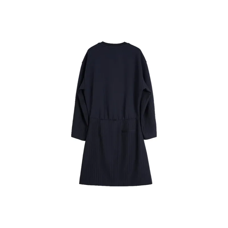 ELLE Long Sleeved Dress Women's Navy Blue-1