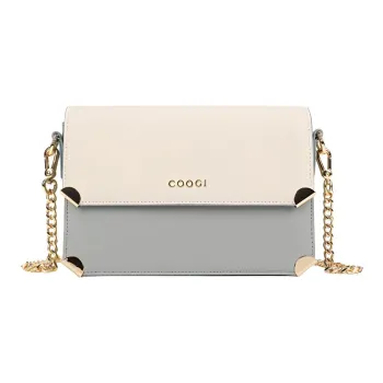 COOGI Cow Leather Small Square Bag Shoulder Bag, Crossbody Bag Medium Size Women's Green/Ecru/Pink/Matcha Green