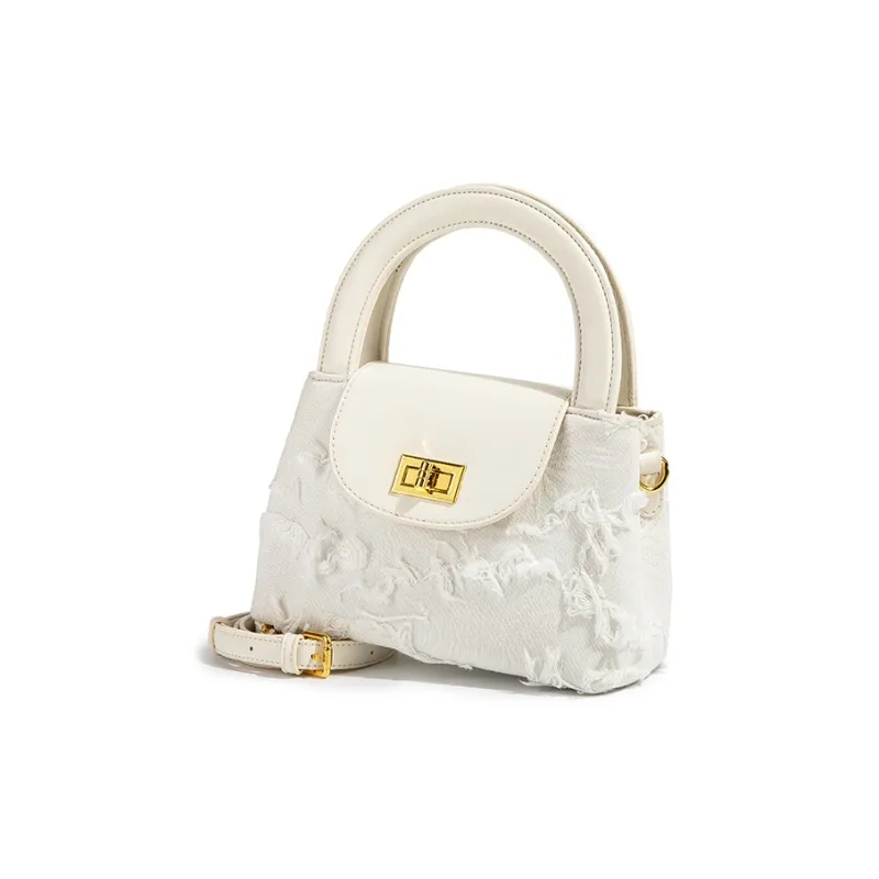 MACKJANICE Polyurethane Bonded Synthetic Leather Handbag Women's Fringe White-2