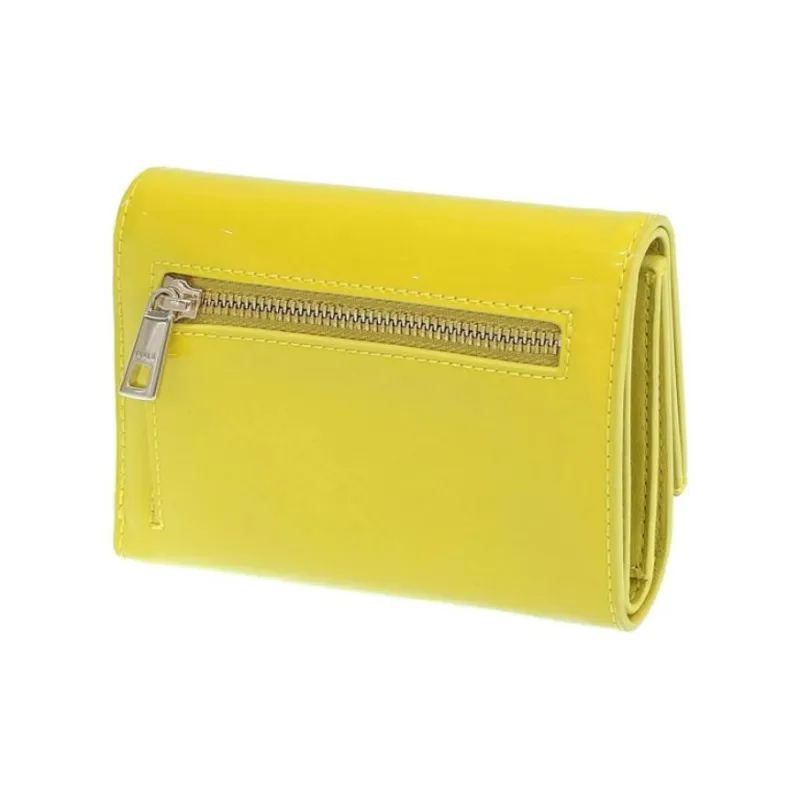 Furla 1927 Collection Patent Leather Wallet Medium Size Women's Yellow-3
