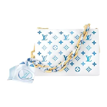 LOUIS VUITTON Coussin Leather Handbag Shoulder Bag Crossbody Bag Small Size Women's White & Blue