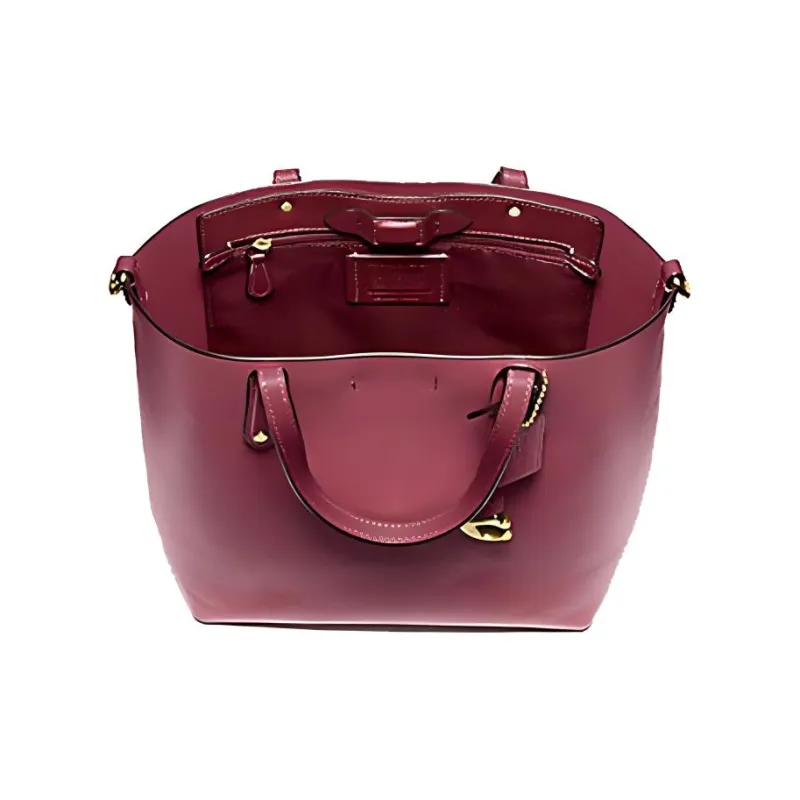 COACH Cow Leather Tote Bag Shopping Bag Shoulder Bag Handbag Medium Size Women's Burgundy-2