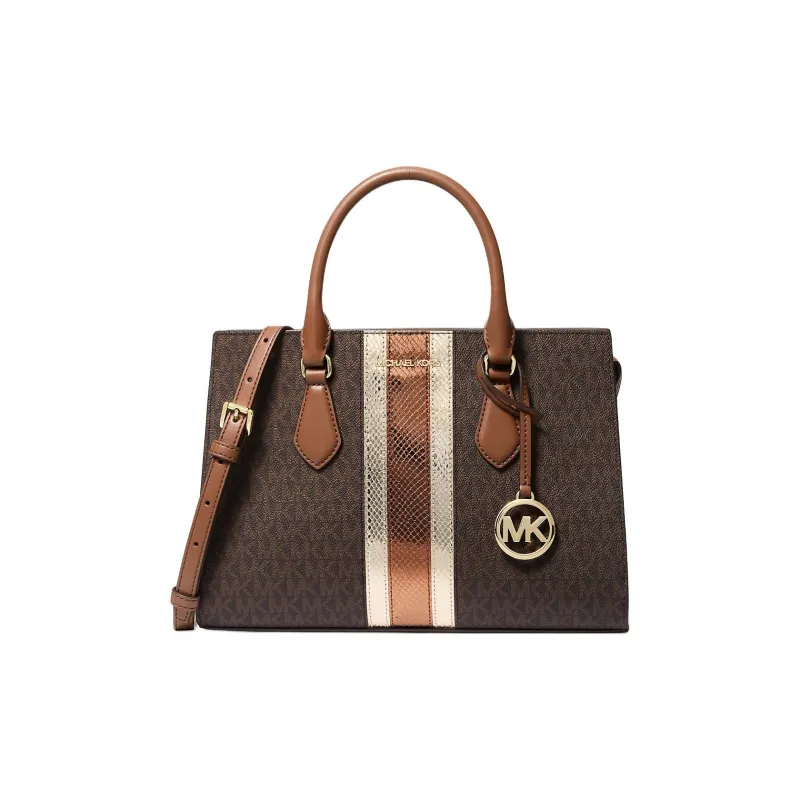 MICHAEL KORS Coated Canvas Tote Bag, Shopping Bag, Shoulder Bag, Crossbody Bag, Handbag Medium Size Women's Brown-0