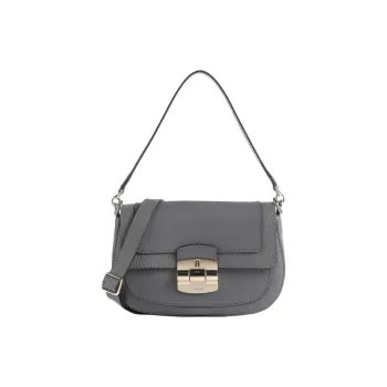 Furla Grain Leather Crossbody Bag, Shoulder Bag Women's Gray