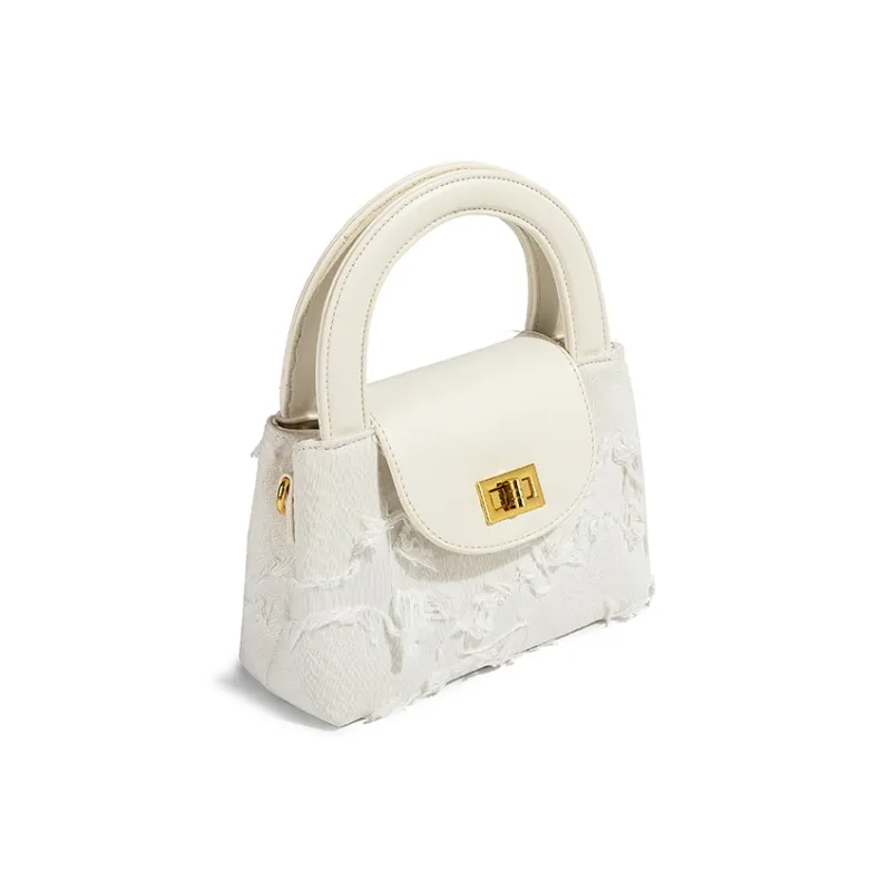 MACKJANICE Polyurethane Bonded Synthetic Leather Handbag Women's Fringe White-1