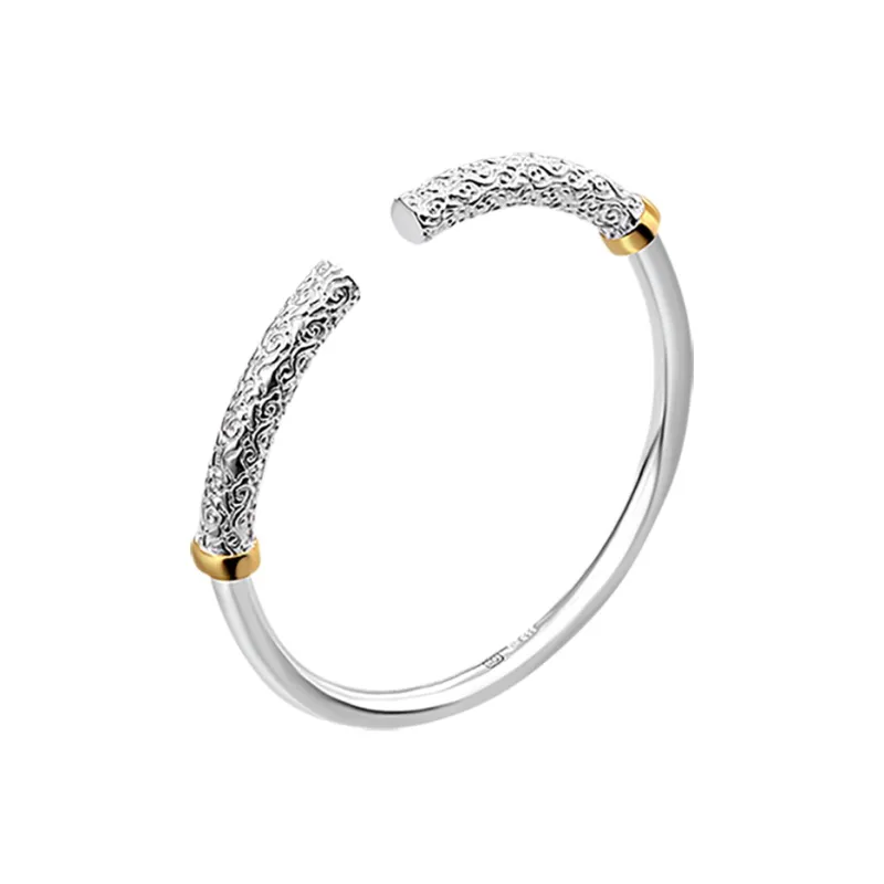 LAOYINJIANG S999 Fine Silver Bangles Men's-0