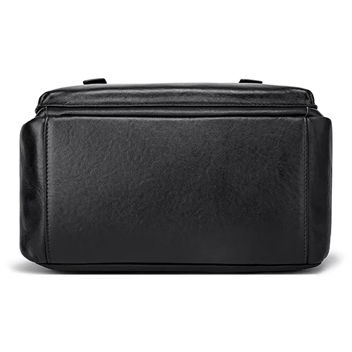 FAIRWHALE Top Grain Cow Leather Backpack Regular Unisex Black-4